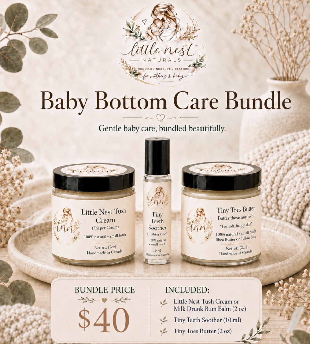 Baby Bottom Care Bundle by Little Nest Naturals